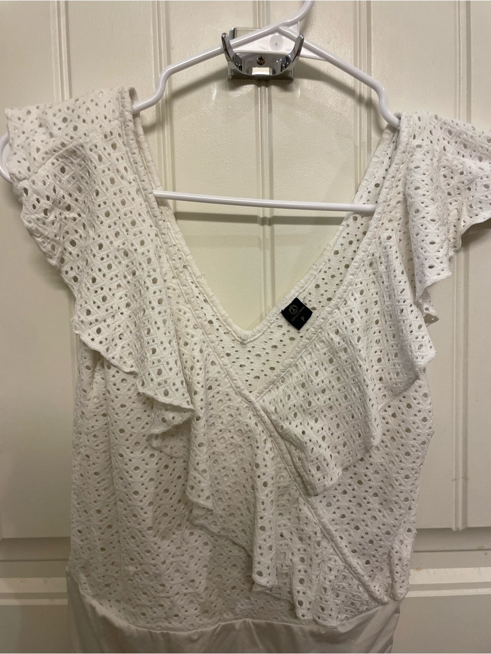 White Eyelet Ruffle Bodysuit - Picture 3 of 5